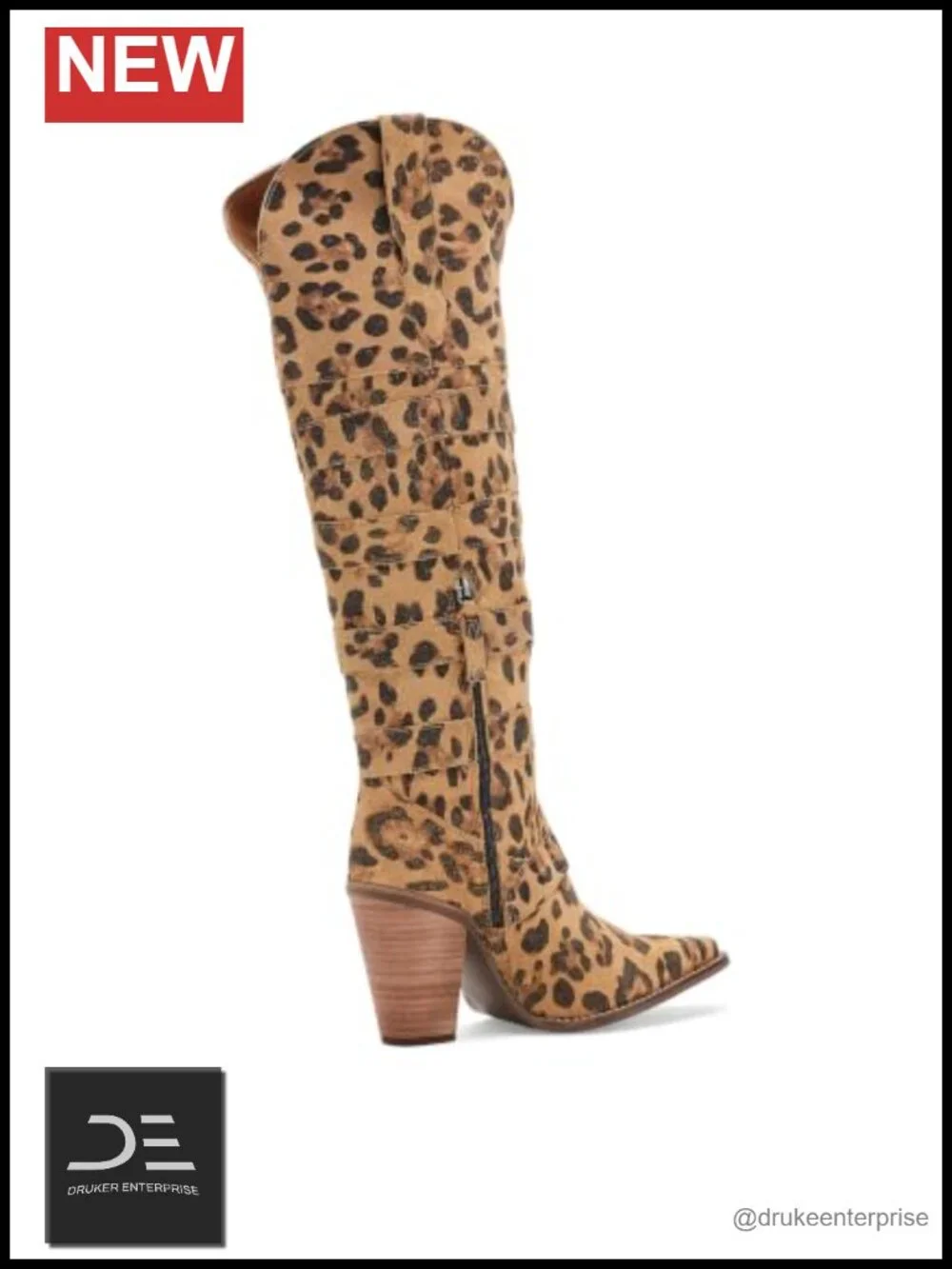Women's Leather Snip Toe Over-the-Knee High Heel Boots Size 6